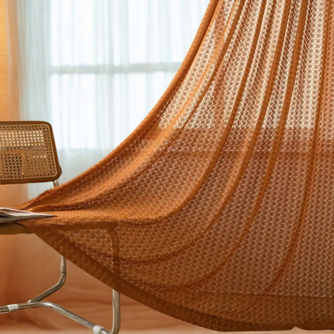 Amber Glow Boho Crochet Curtain
