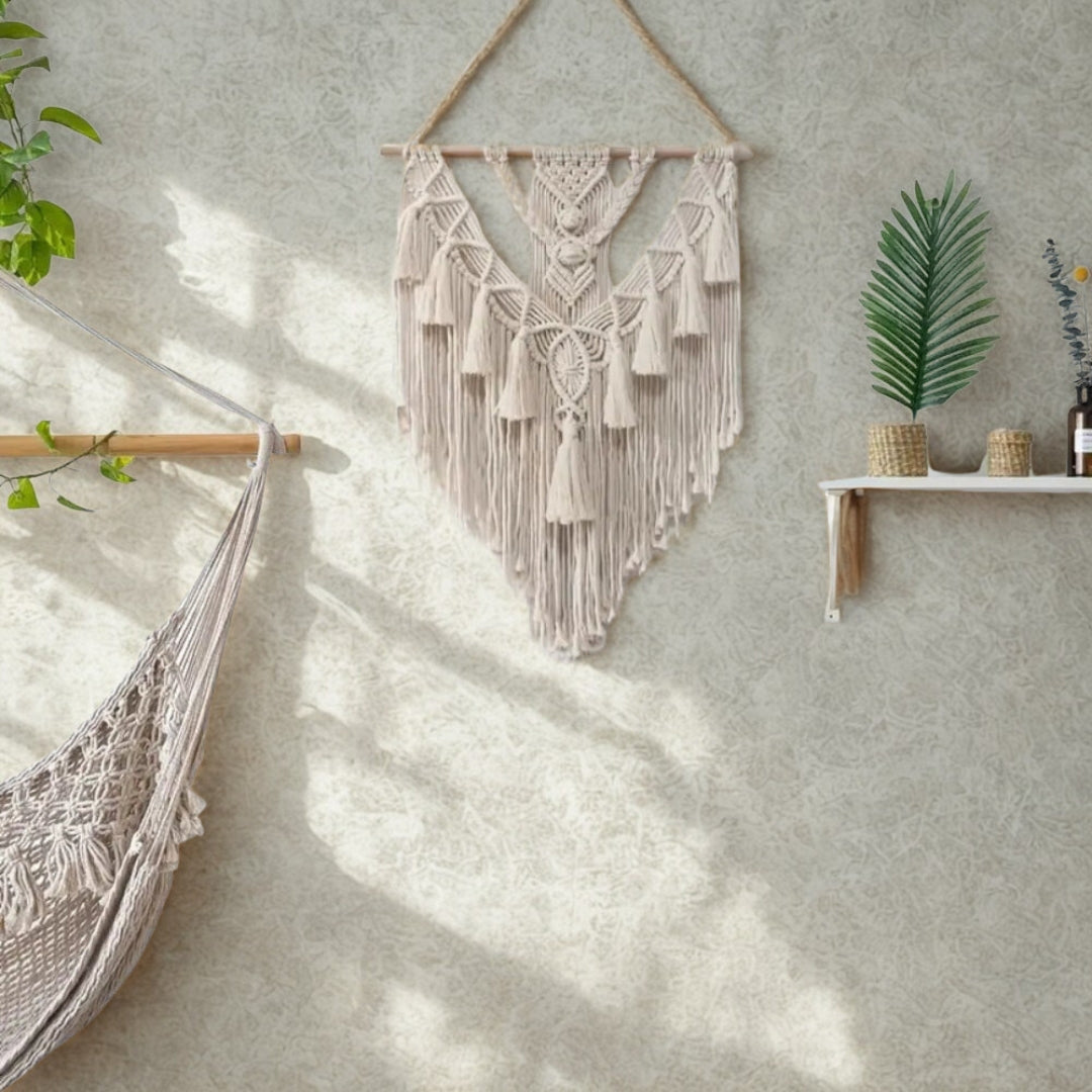 Fringed Geometric Wall Hanging Macrame