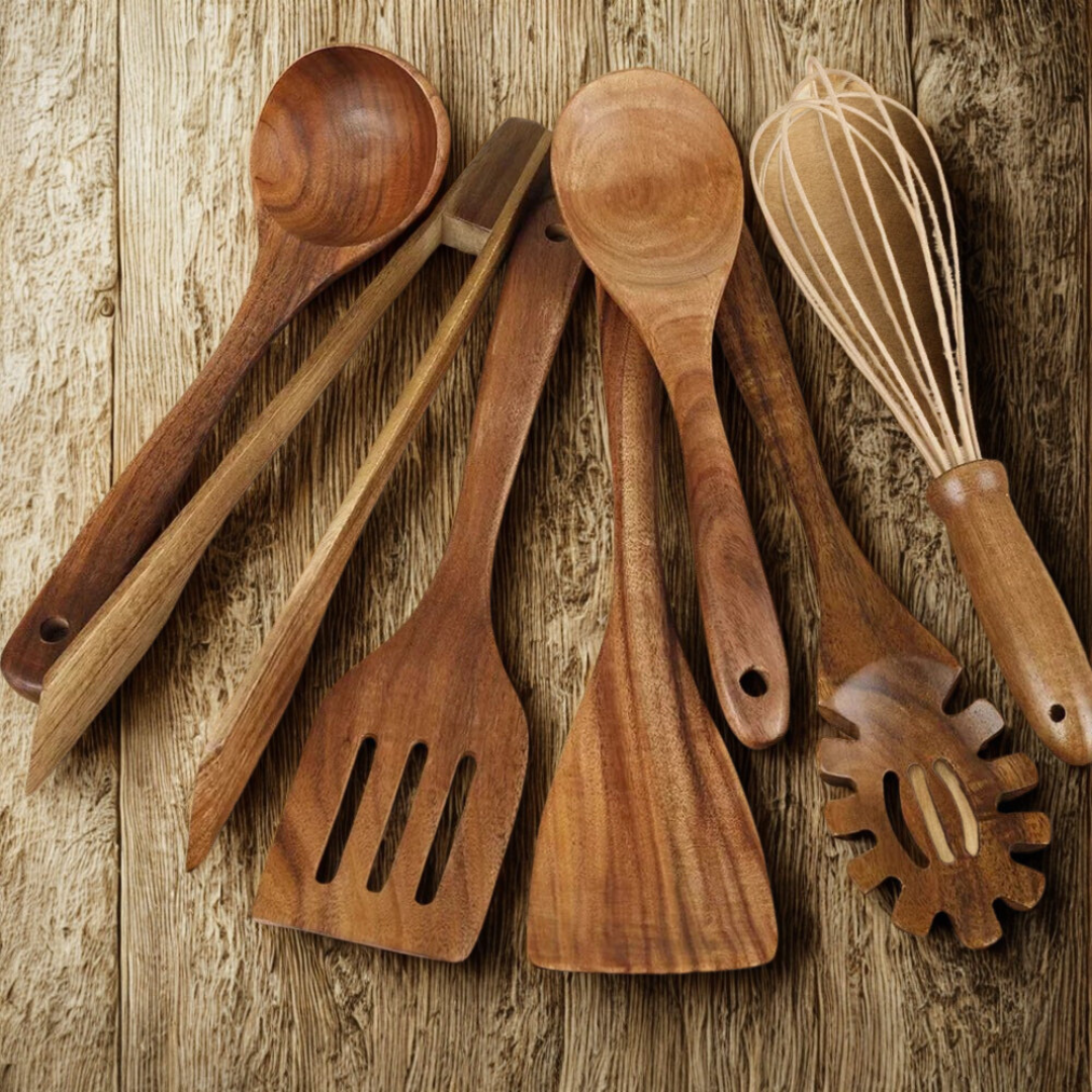 Premium Wooden Cooking Utensils | 7 Sets