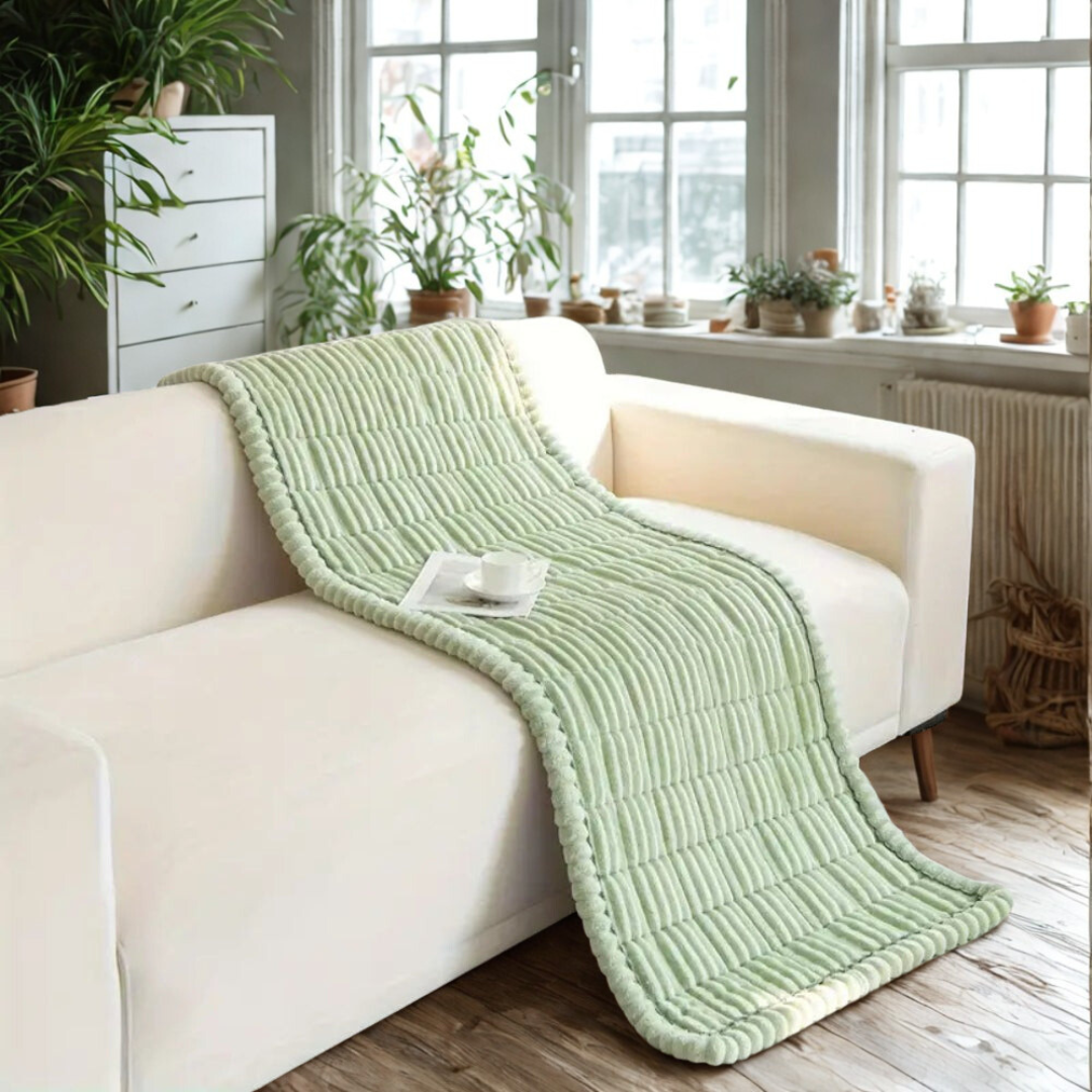 Plush Pleated Edges Sofa Cover