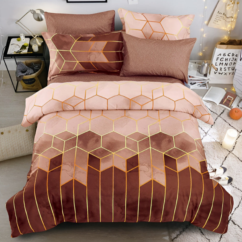 Golden Cosmo Hive | 3pcs Quilt Cover Sets