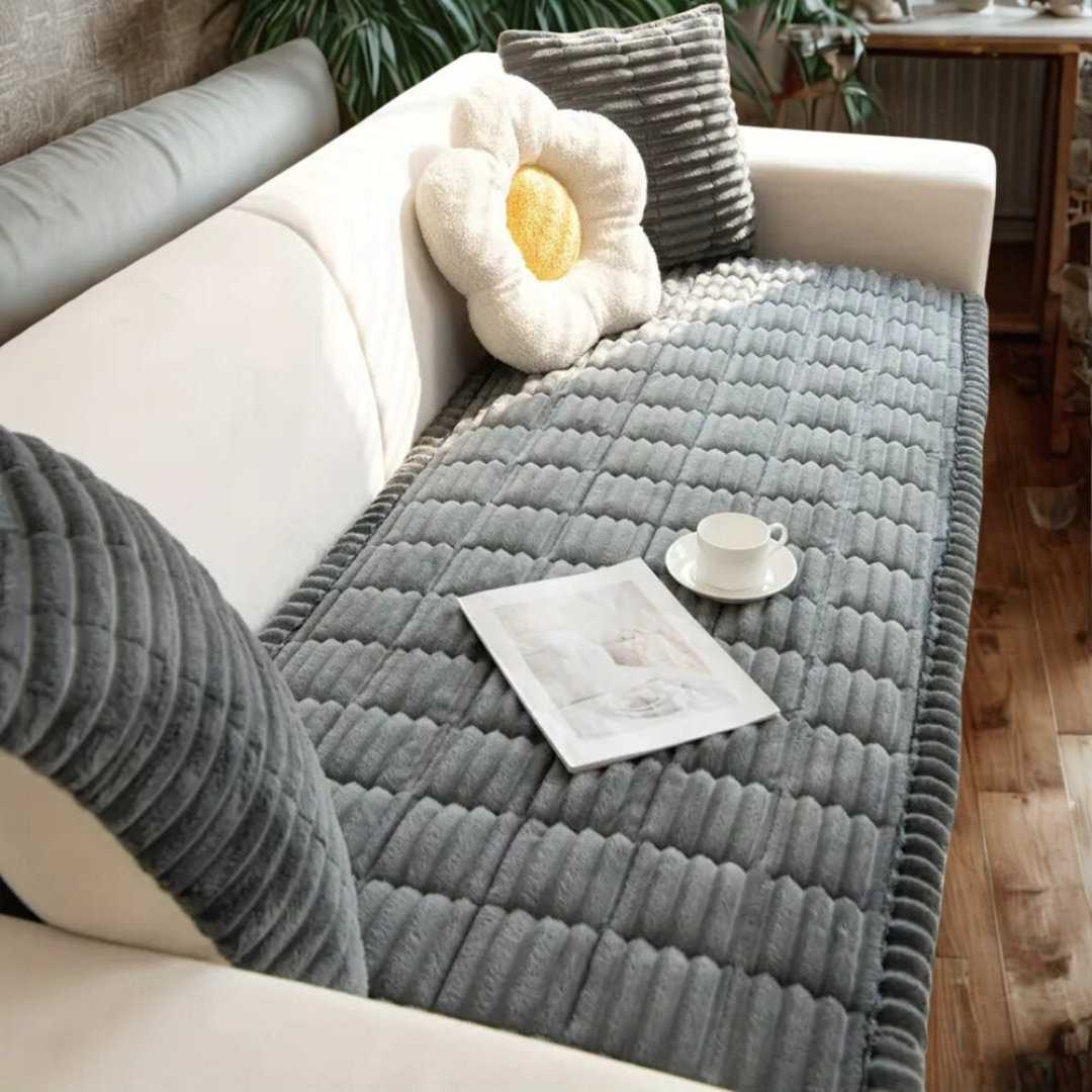 Plush Pleated Edges Sofa Cover
