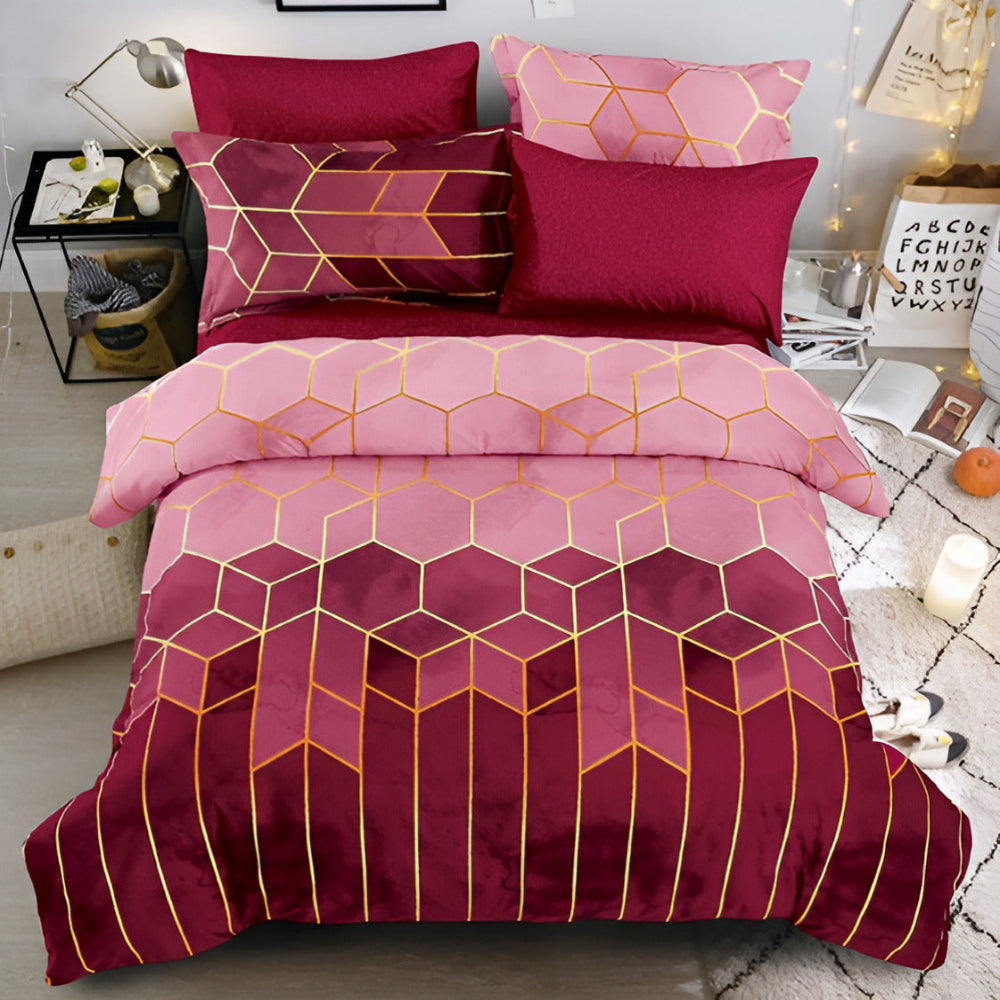 Golden Cosmo Hive | 3pcs Quilt Cover Sets