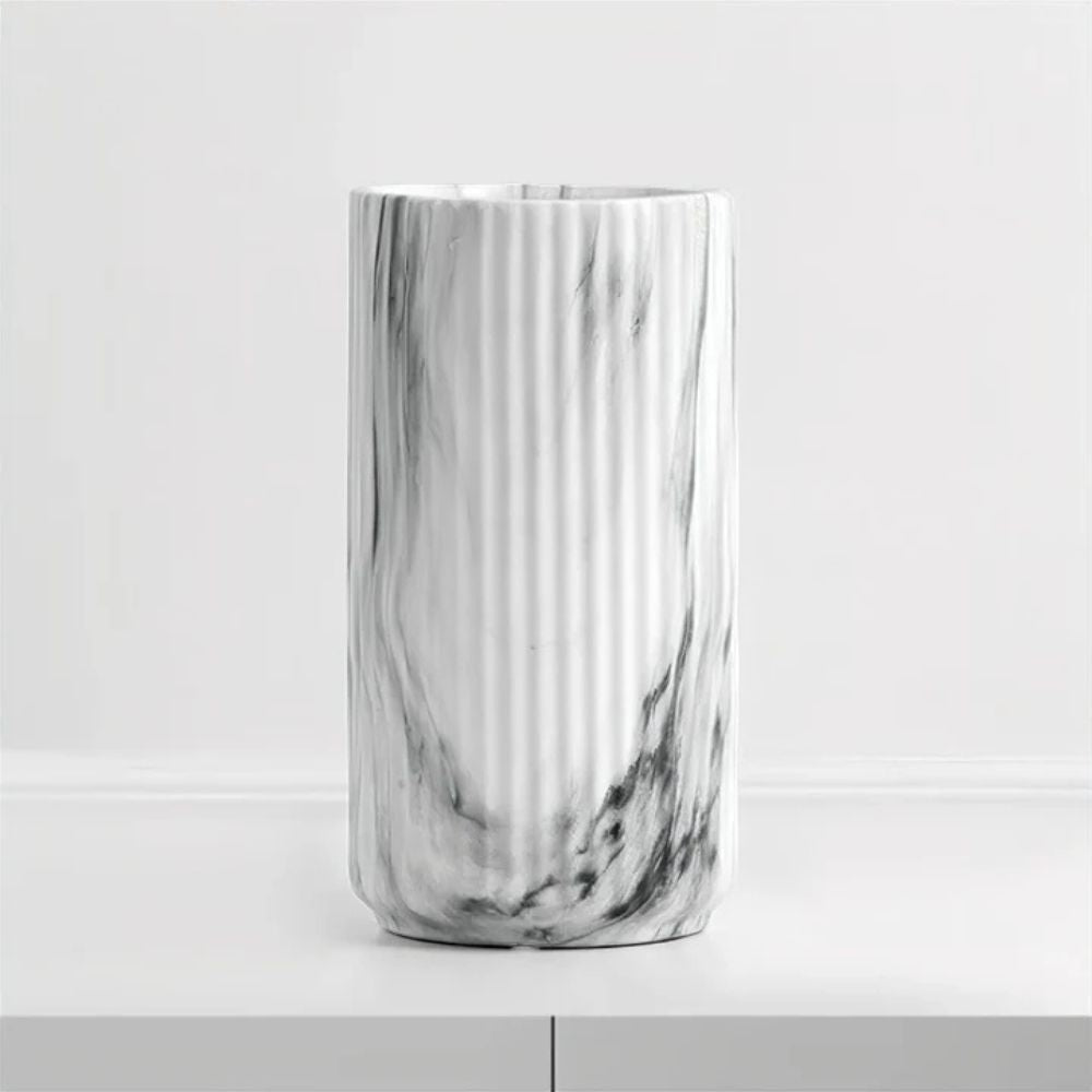 Elegant Vertical Marble Ceramic Vase