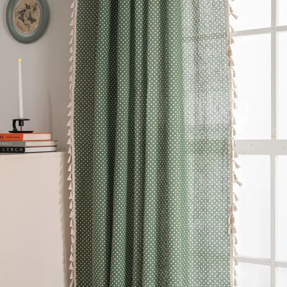 Everfern Dappled Polka Dot Tassel Curtain