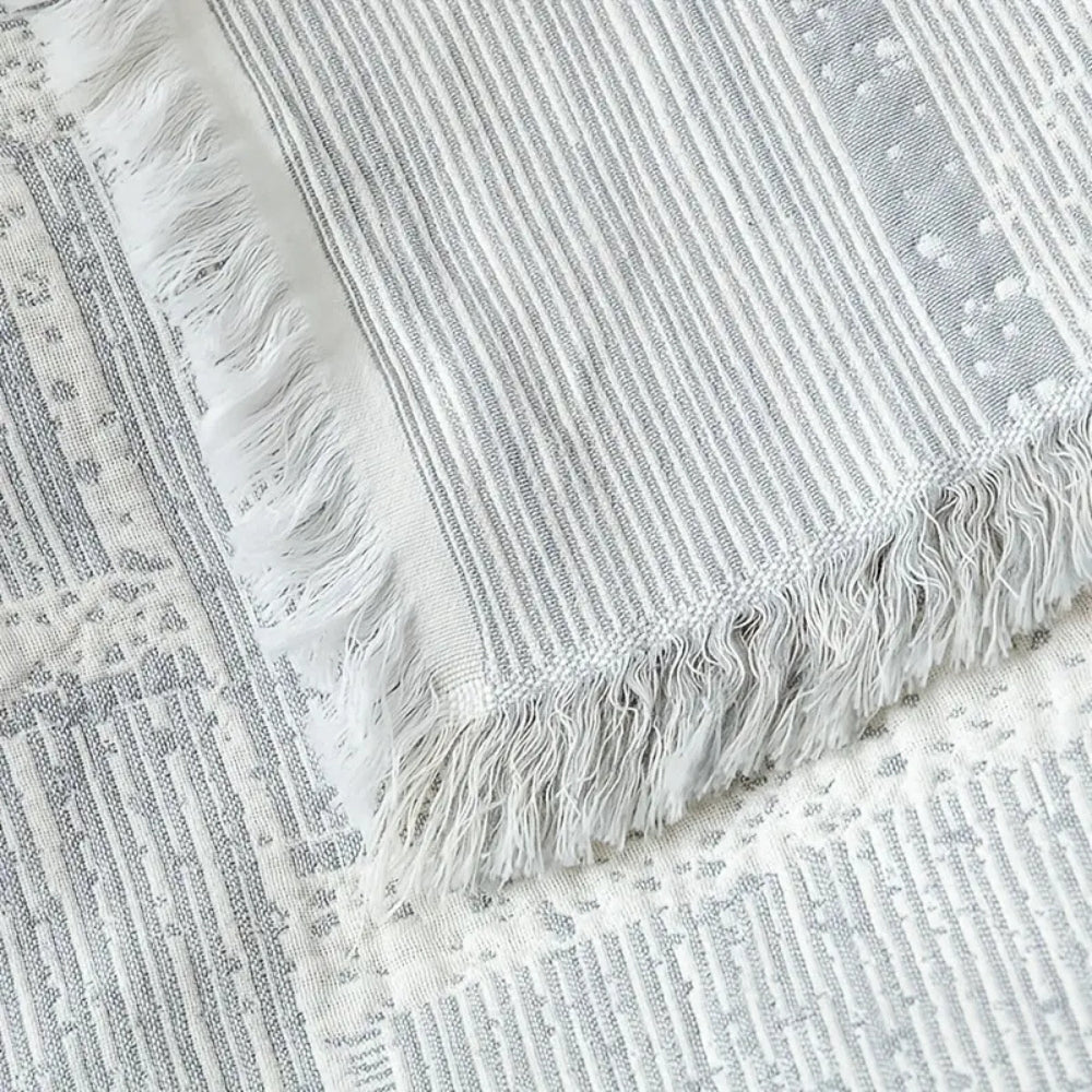 Mixed Tone Geometric Cotton Blanket
