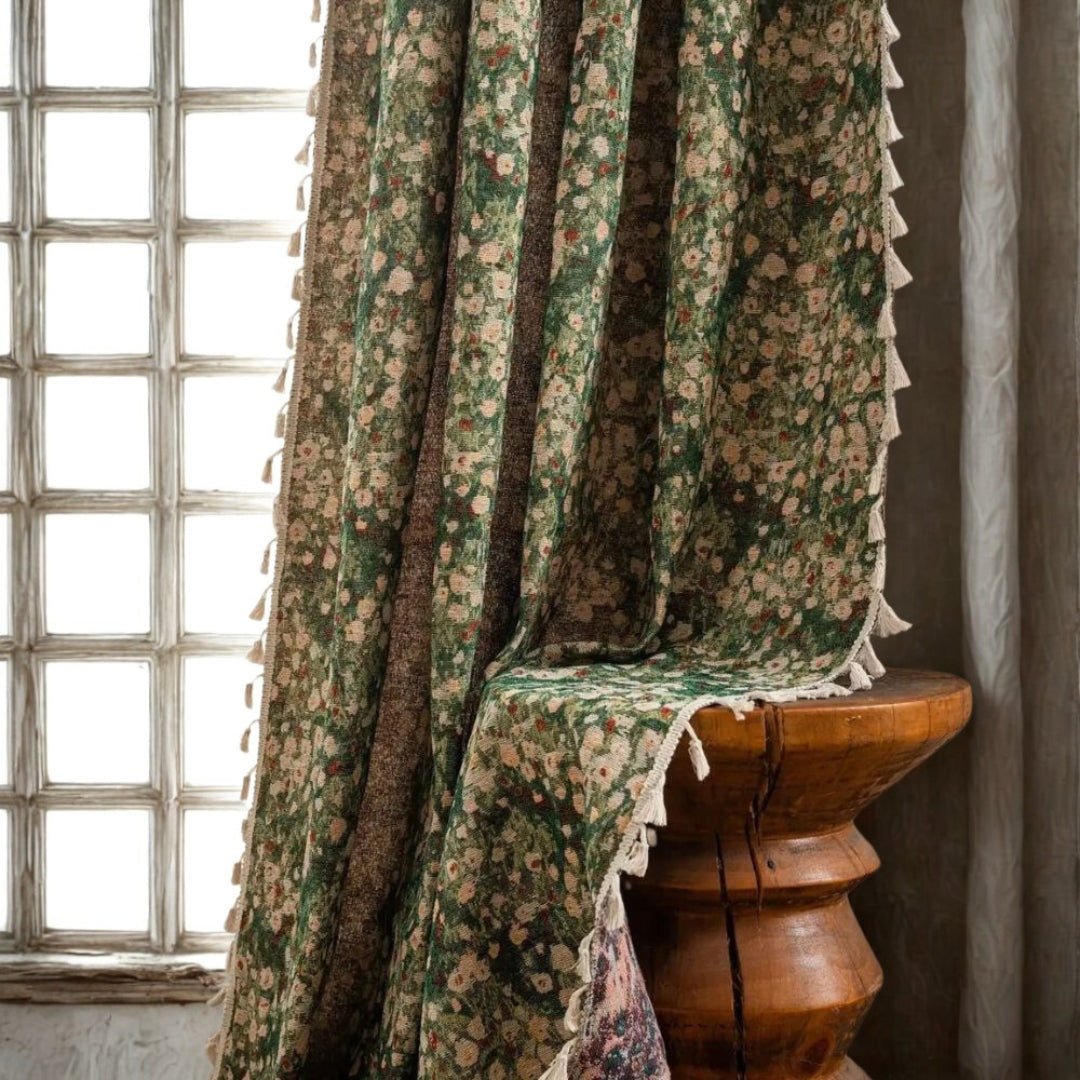 Noveau Ditsy Floral Tassel Curtain