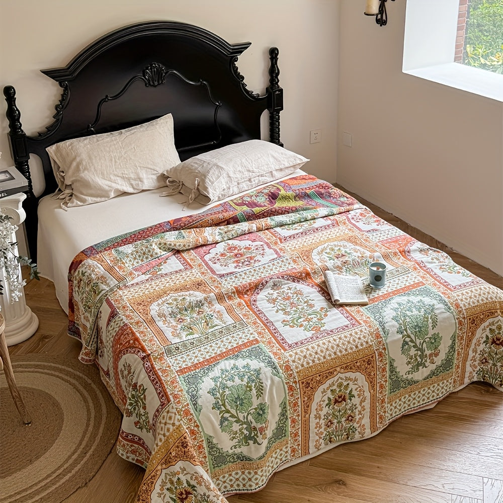 Rustic Floral Patchwork Bedspread