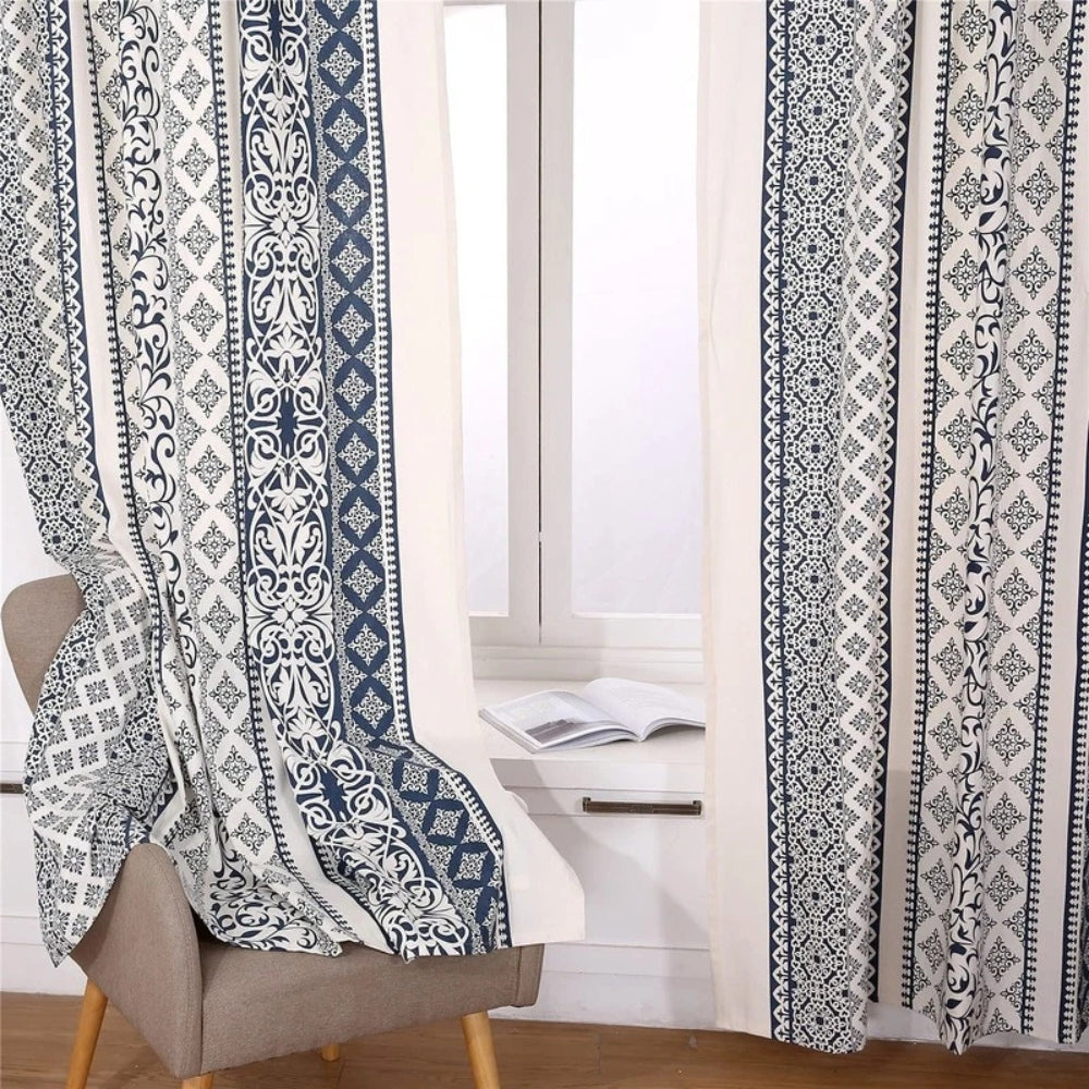 Vintage Bohemian Diamond Print Curtain