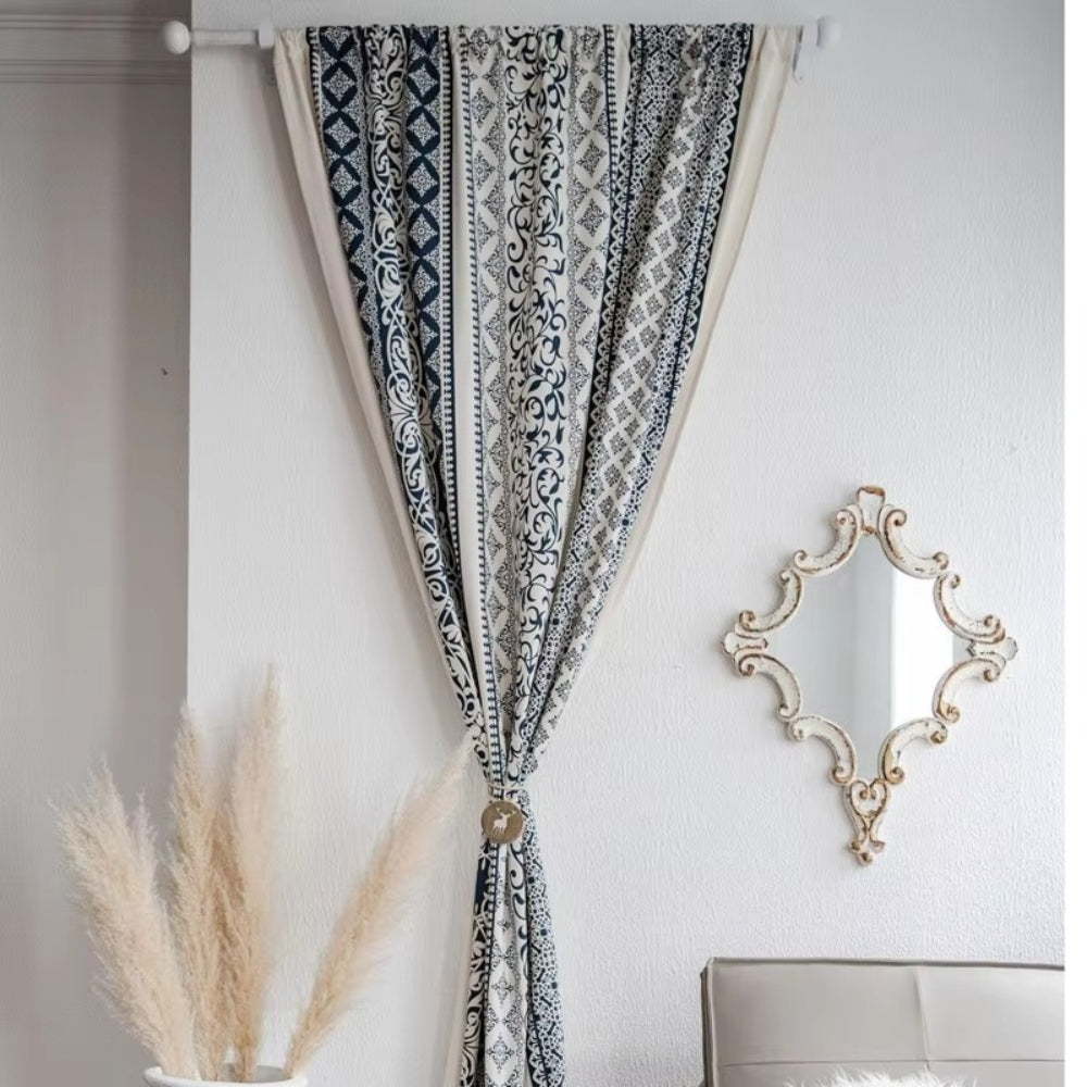 Vintage Bohemian Diamond Print Curtain